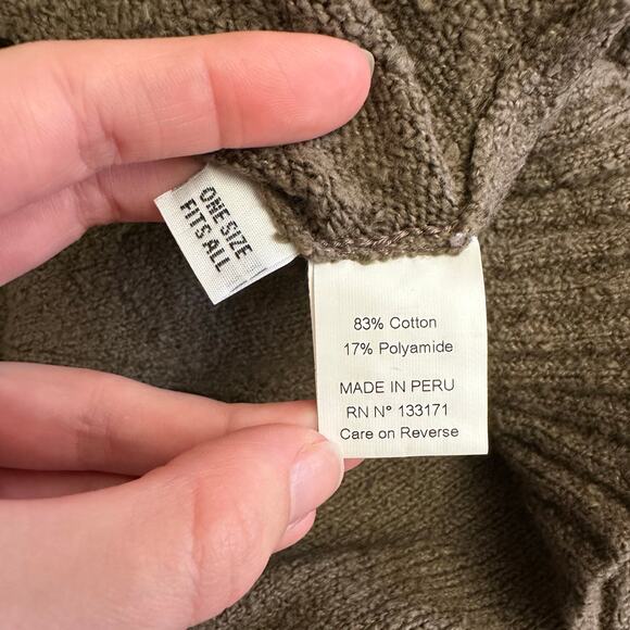 PLANET by Lauren G One Size Brown Cardigan Sweater V-Neck Cable Back Knit - Picture 6 of 7